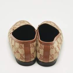 Pre Owned Gucci Beige GG Canvas Jordaan Horsebit Loafers Size 36.5