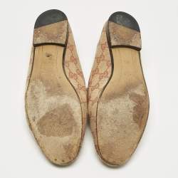 Pre Owned Gucci Beige GG Canvas Jordaan Horsebit Loafers Size 36.5