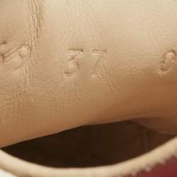 Pre Owned Gucci Cream/Red Leather Ace Stripe Low Top Sneakers Size 37