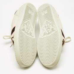 Pre Owned Gucci Cream/Red Leather Ace Stripe Low Top Sneakers Size 37