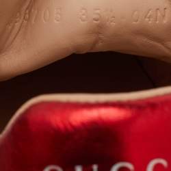 Pre Owned Gucci Purple Lace Crystal Sylvie Web Flower Leaf Ace Slip On Sneakers Size 35.5