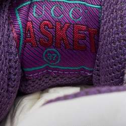 Pre Owned Gucci Multicolor Leather and Fabric Demetra Basket Low Top Sneakers Size 37