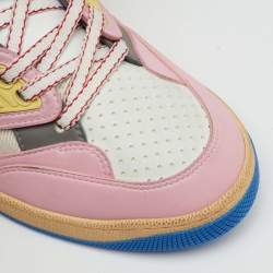 Pre Owned Gucci Multicolor Leather and Fabric Demetra Basket Low Top Sneakers Size 37