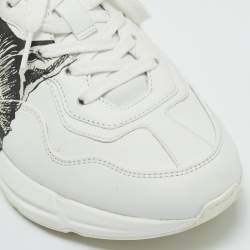 Pre Owned Gucci White Leather Mystic Cat Rhyton Low Top Sneakers Size 36.5