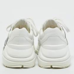 Pre Owned Gucci White Leather Mystic Cat Rhyton Low Top Sneakers Size 36.5
