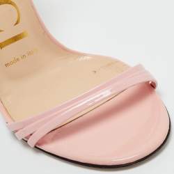 Pre Owned Gucci Pink Patent Leather Ankle Strap Sandals Size 35.5