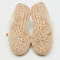 Pre Owned Gucci White/Beige Jumbo GG Embossed Leather Low Top Sneakers Size 37