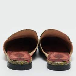 Pre Owned Gucci Multicolor GG Supreme Blooms Canvas Horsebit Princetown Mules Size 37