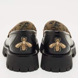 Pre Owned Gucci Black Leather Horsebit Loafers Size 39.5