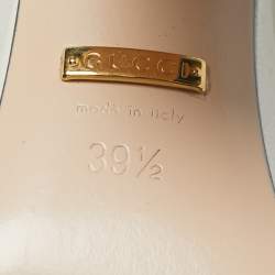 Pre Owned Gucci Off White Leather Horsebit Platform Block Heel Ankle Strap Sandals Size 39.5