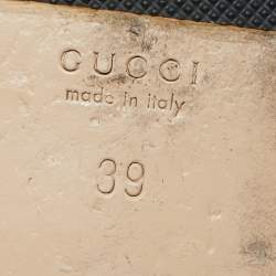 Pre Owned Gucci Beige/Black GG Canvas GG Marmont Flat Slides Size 39