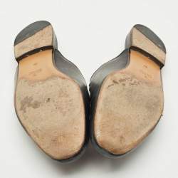 Pre Owned Gucci Black Leather Rose Embroidered Princetown Horsebit Flat Mules Size 39