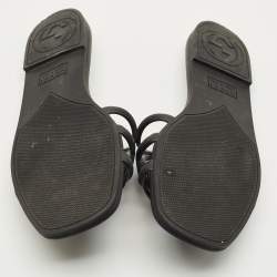 Pre Owned Gucci Black Rubber Interlocking G Flat Slides Size 40
