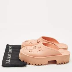 Pre Owned Gucci Orange Rubber Acetate Clogs Size 40