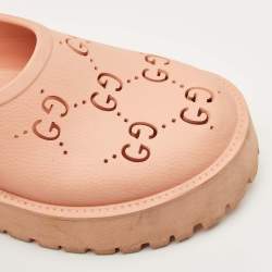 Pre Owned Gucci Orange Rubber Acetate Clogs Size 40