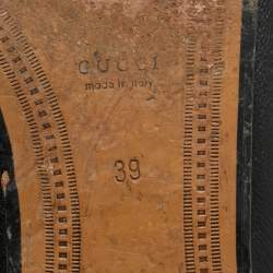 Pre Owned Gucci Black Leather Embroidered Bee Star Horsebit Slip On Loafers Size 39