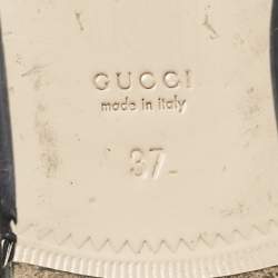 Pre Owned Gucci Black Leather Bee and Star Embroidered Princetown Flat Mules Size 37