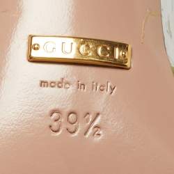 Pre Owned Gucci Silver Leather Stud Point Toe Ankle Strap Pumps Size 39.5