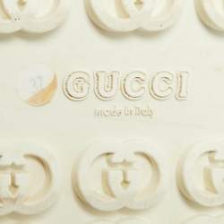 Pre Owned Gucci White Rubber Interlocking G Slide Sandals Size 37