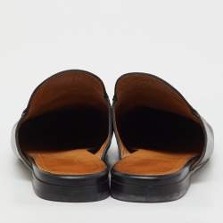 Pre Owned Gucci Black Leather Princetown Horsebit Flat Mules Size 39.5