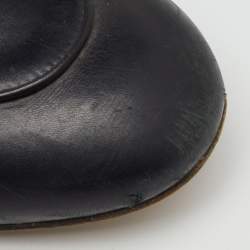 Pre Owned Gucci Black Leather Princetown Horsebit Flat Mules Size 39.5