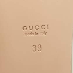 Pre Owned Gucci Cream Patent Leather Harlow Flat Slides Size 39