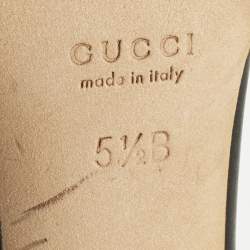 Pre Owned Gucci Black/Gold Fabric and Leather GG Interlocking Slide Sandals Size 35.5 