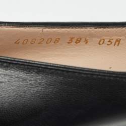 Pre Owned Gucci Black Leather Marmont GG Fringe Detail Block Heel Pumps Size 38.5