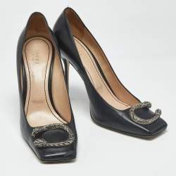 Pre Owned Gucci Black Leather Dionysus Pumps Size 40