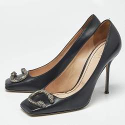 Pre Owned Gucci Black Leather Dionysus Pumps Size 40