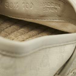Pre Owned Gucci Grey Canvas and Leather GG Canvas Espadrille Flats Size 38.5
