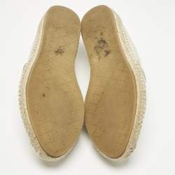 Pre Owned Gucci Grey Canvas and Leather GG Canvas Espadrille Flats Size 38.5