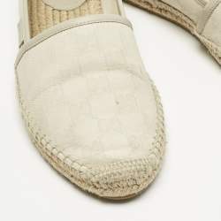 Pre Owned Gucci Grey Canvas and Leather GG Canvas Espadrille Flats Size 38.5