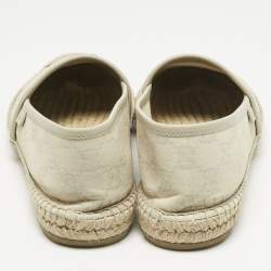 Pre Owned Gucci Grey Canvas and Leather GG Canvas Espadrille Flats Size 38.5