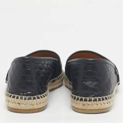 Pre Owned Gucci Black Leather GG Espadrille Flats Size 38.5