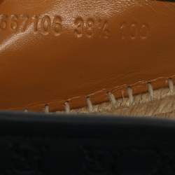 Pre Owned Gucci Black Leather GG Espadrille Flats Size 38.5
