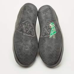 Pre Owned Gucci Black Croc Embossed and Leather Web Ace Lace Up Sneakers Size 38