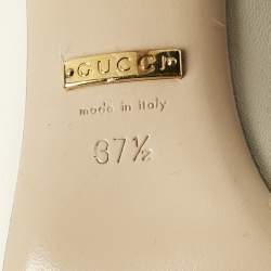 Pre Owned Gucci Cream Leather Sylvie Mary Jane Pumps Size 37.5