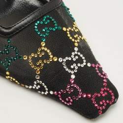 Pre Owned Gucci Multicolor GG Crystal Mesh and Leather Slingback Pumps Size 39