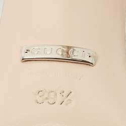 Pre Owned Gucci Silver Leather and Woven Leather Ankle Wrap Sandals Size 39.5