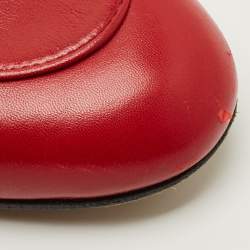 Pre Owned Gucci Red Leather Princetown Mules Size 37