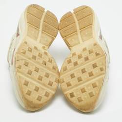 Pre Owned Gucci Cream Leather Rhyton Low Top Sneakers Size 36