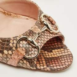 Pre Owned Gucci Multicolor Python Leather Horsebit D'orsay Peep Toe Pumps Size 40
