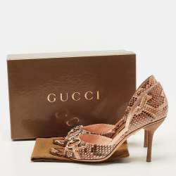 Pre Owned Gucci Multicolor Python Leather Horsebit D'orsay Peep Toe Pumps Size 40