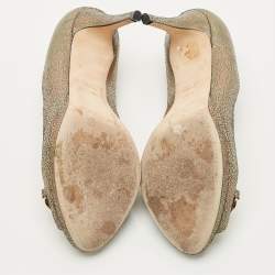 Pre Owned Gucci Multicolor Iridescent Leather Horsebit Peep Toe Pumps Size 39.5