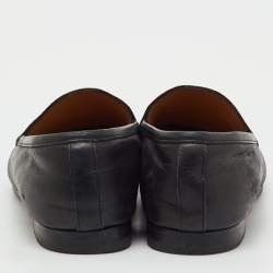 Pre Owned Gucci Black Leather Jordaan Slip On Loafers Size 38