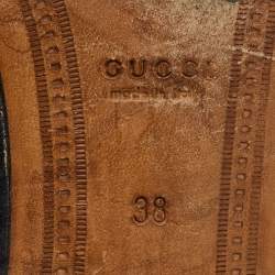 Pre Owned Gucci Black Leather Jordaan Slip On Loafers Size 38