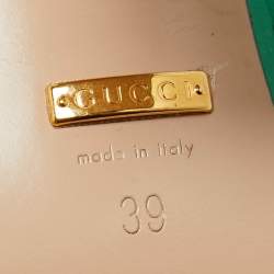 Pre Owned Gucci Green Leather Horsebit Platform Slingback Pumps Size 39