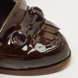 Pre Owned Gucci Brown Patent Leather Tassel  Pumps Size 36.5