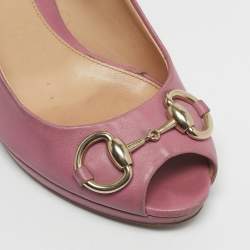 Pre Owned Gucci Pink Leather Jolene Peep Toe Pumps Size 36
